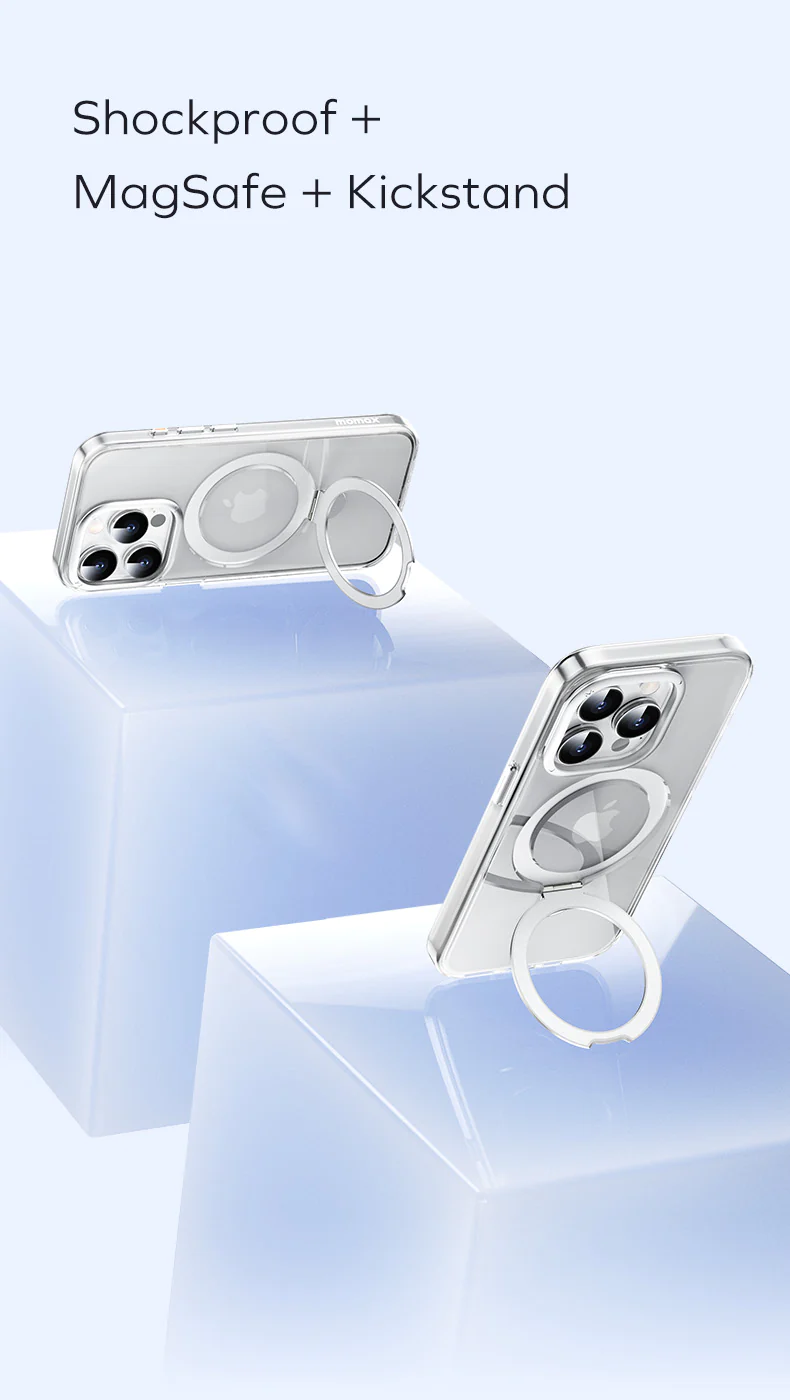 Momax รุ่น Hybrid Flip Magnetic Case (Flip) - เคส iPhone 15 Pro - สี Transparent