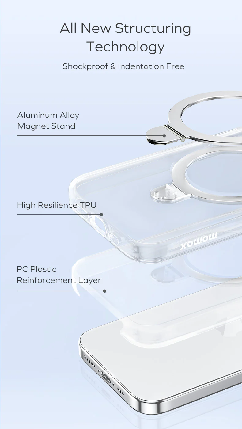 Momax รุ่น Hybrid Flip Magnetic Case (Flip) - เคส iPhone 15 Pro - สี Transparent