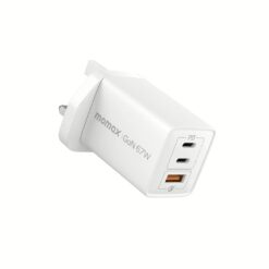 Momax หัวชาร์จ รุ่น ONE Plug อแดปเตอร์ GaN 3 พอร์ต Type-C + USB Fast Charge 10A 67W - สี White