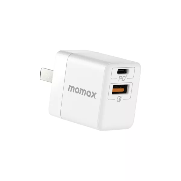 Momax หัวชาร์จ รุ่น ONE Plug อแดปเตอร์ 2 พอร์ต Type-C + USB Fast Charge 20W - สี White