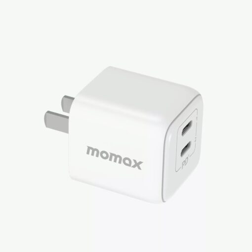 Momax หัวชาร์จ รุ่น ONE Plug อแดปเตอร์ GaN 2 พอร์ต Type-C Fast Charge 35W - สี White - Image 3