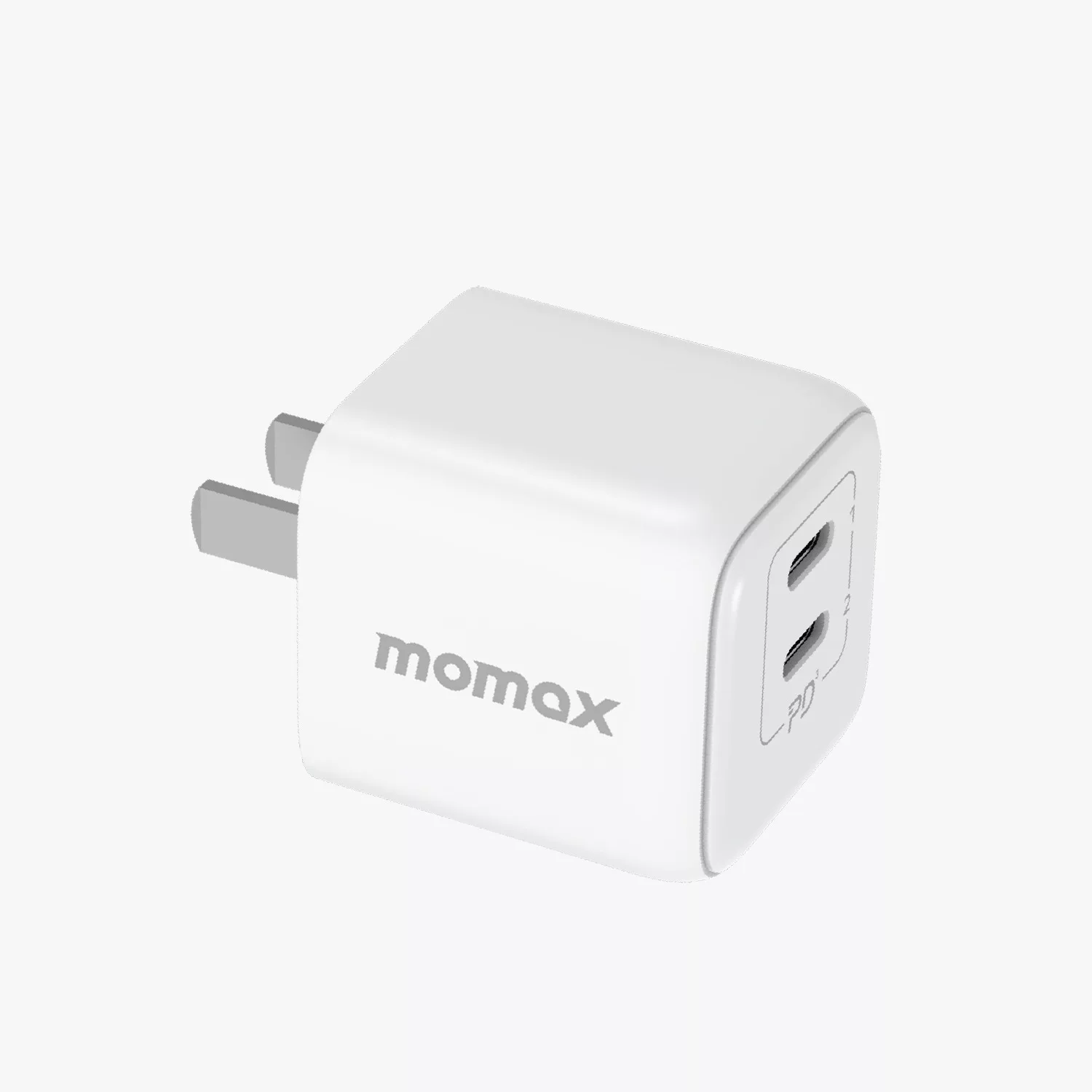 Momax หัวชาร์จ รุ่น ONE Plug อแดปเตอร์ GaN 2 พอร์ต Type-C Fast Charge 35W - สี White