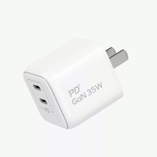 Momax หัวชาร์จ รุ่น ONE Plug อแดปเตอร์ GaN 2 พอร์ต Type-C Fast Charge 35W - สี White - Image 2