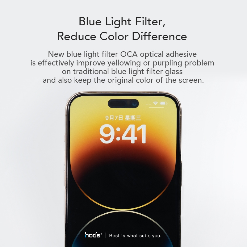 Hoda รุ่น Glass Protector Blue Light Filter (BLC) - ฟิล์มกระจก iPhone 15 Pro