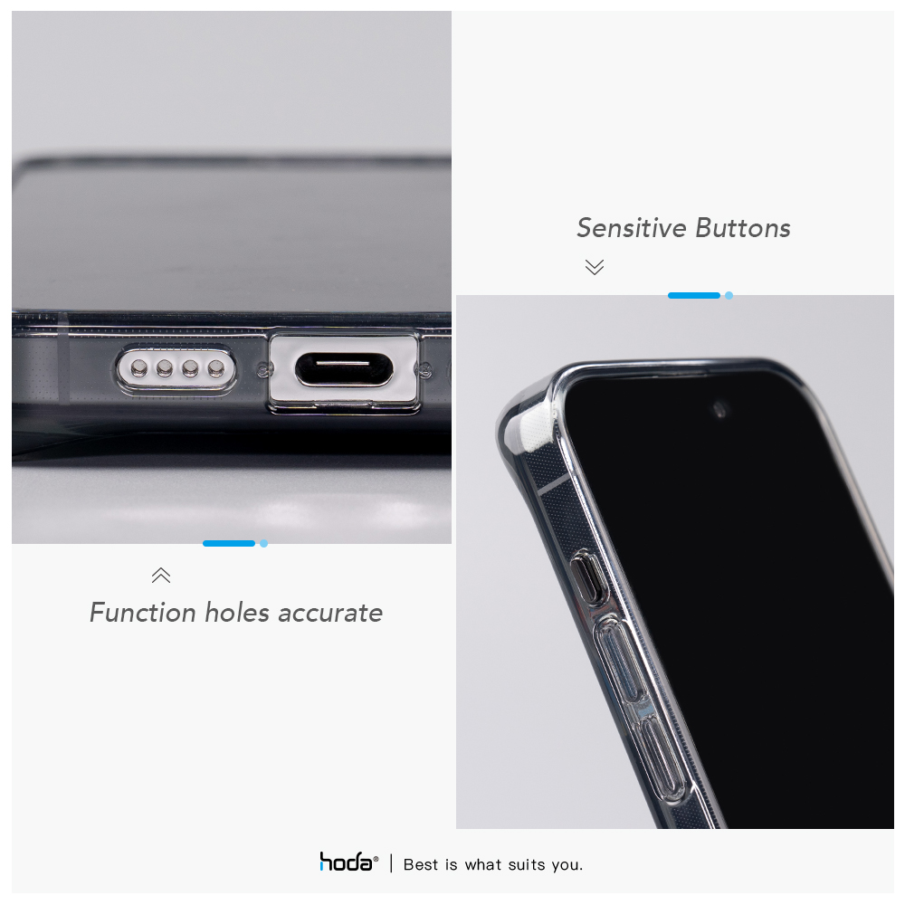 Hoda รุ่น Crystal Pro - เคส iPhone 15 Pro Max - สี Clear Black