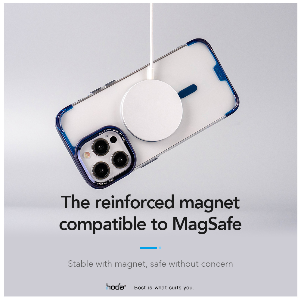 Hoda รุ่น Slim Defender with MagSafe - เคส iPhone 15 Pro Max - สี Clear Black