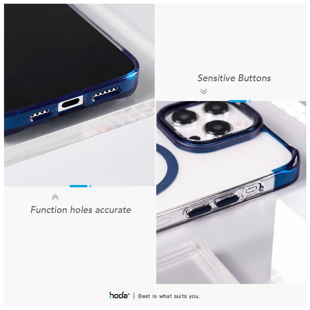 Hoda รุ่น Slim Defender with MagSafe - เคส iPhone 15 Pro - สี Clear Black
