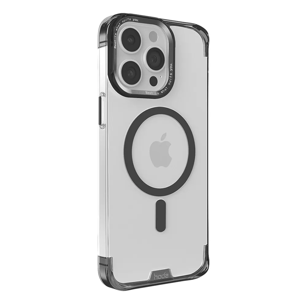 Hoda รุ่น Slim Defender with MagSafe - เคส iPhone 15 Pro - สี Clear Black 1 Hoda รุ่น Slim Defender with MagSafe - เคส iPhone 15 Pro - สี Clear Black