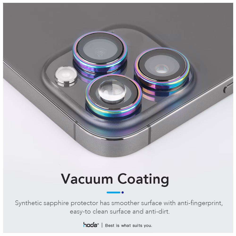 Hoda รุ่น Sapphire Lens Protector ขอบ Titanium - กระจกเลนส์กล้อง iPhone 15 Pro / 15 Pro Max