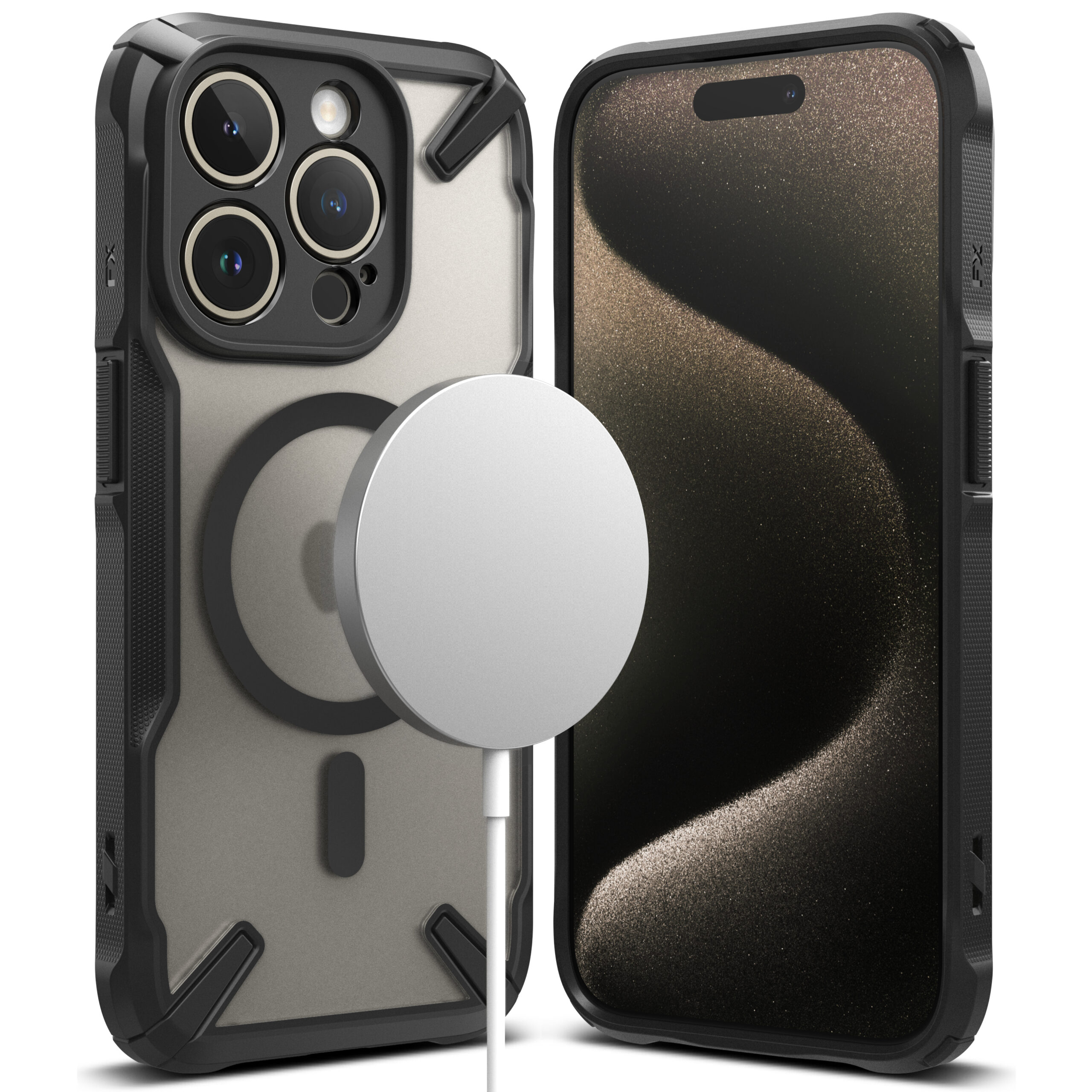 Ringke รุ่น Fusion X Magnetic - เคส iPhone 15 Pro - สี Matte Black