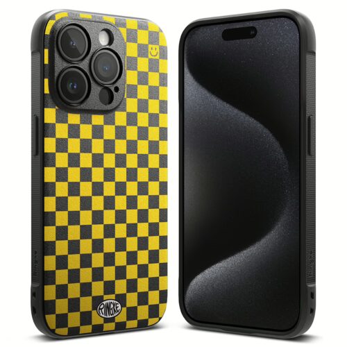 Ringke รุ่น Onyx Design - เคส iPhone 15 Pro Max - ลาย Checkerboard Yellow - Image 2