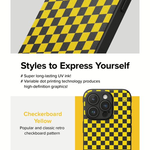 Ringke รุ่น Onyx Design - เคส iPhone 15 Pro Max - ลาย Checkerboard Yellow - Image 4