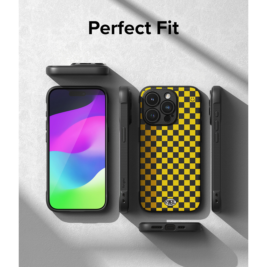 Ringke รุ่น Onyx Design - เคส iPhone 15 Pro Max - ลาย Checkerboard Yellow
