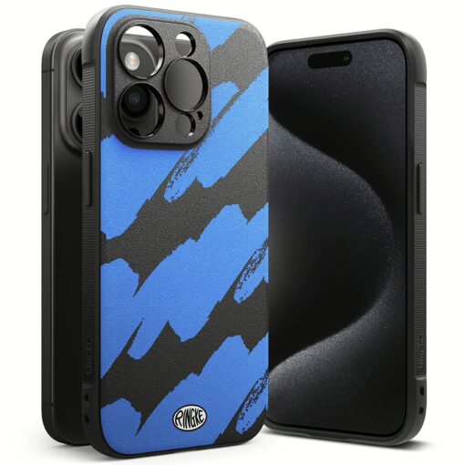 Ringke รุ่น Onyx Design - เคส iPhone 15 Pro Max - ลาย Blue Brush - Image 3