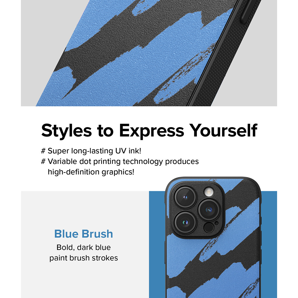 Ringke รุ่น Onyx Design - เคส iPhone 15 Pro Max - ลาย Blue Brush