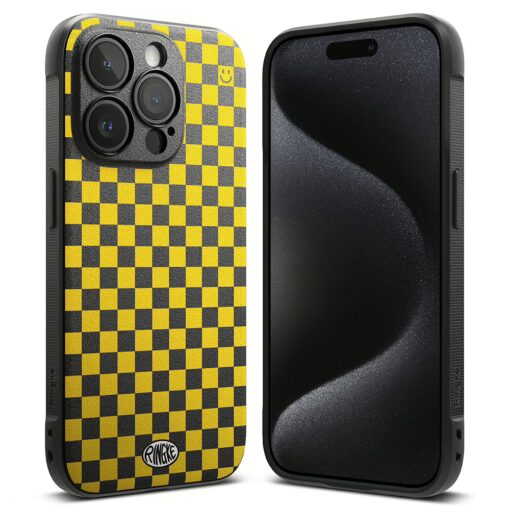 Ringke รุ่น Onyx Design - เคส iPhone 15 Pro - ลาย Checkerboard Yellow - Image 2