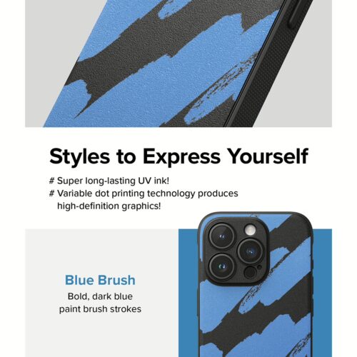 Ringke รุ่น Onyx Design - เคส iPhone 15 Pro - ลาย Blue Brush - Image 4