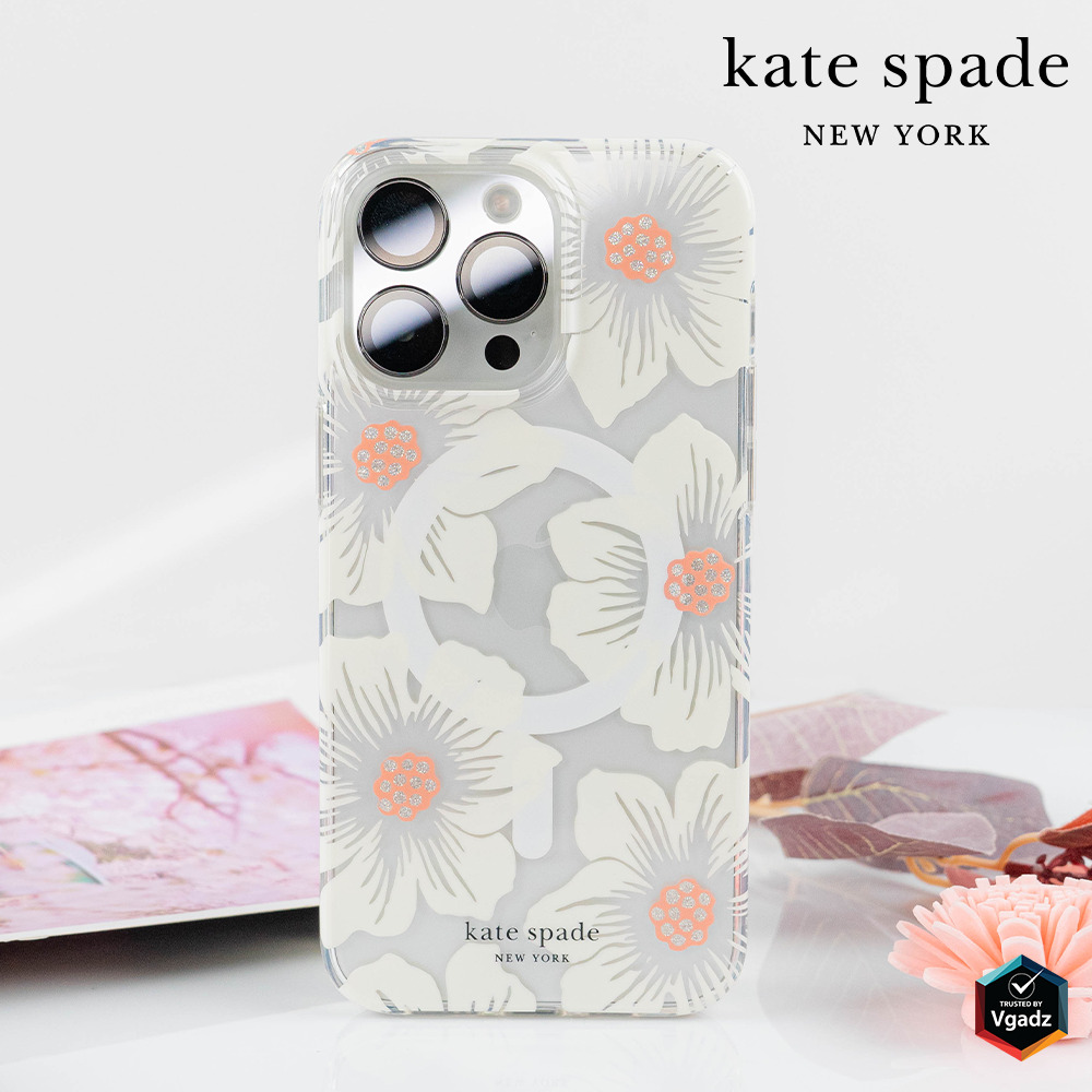 Kate Spade รุ่น Protective Case with MagSafe - เคส iPhone 15 Pro Max - สี Hollyhock Cream