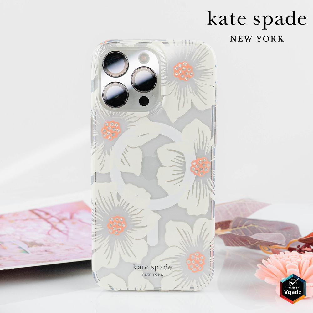 Kate Spade รุ่น Protective Case with MagSafe - เคส iPhone 15 Pro - สี Hollyhock Cream