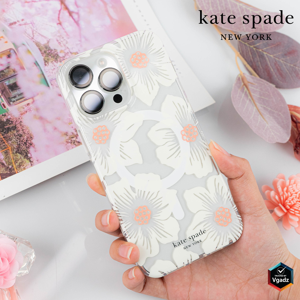 Kate Spade รุ่น Protective Case with MagSafe - เคส iPhone 15 Pro - สี Hollyhock Cream
