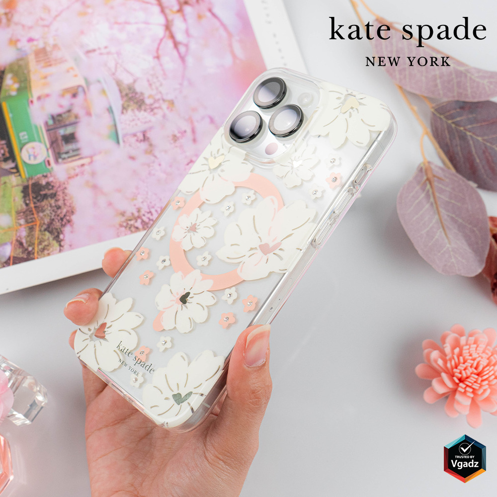 Kate Spade รุ่น Protective Case with MagSafe - เคส iPhone 15 Pro - สี Classic Peony