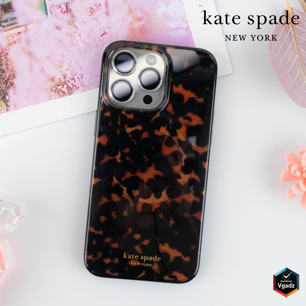 Kate Spade รุ่น Protective Case with MagSafe - เคส iPhone 15 Pro Max - สี Transparent Tortoise