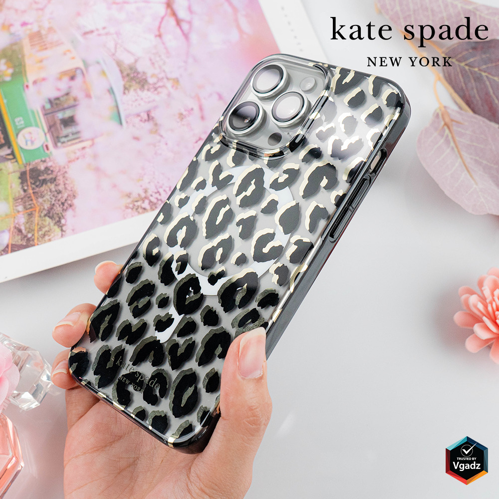 Kate Spade รุ่น Protective Case with MagSafe - เคส iPhone 15 Pro Max - สี City Leopard Black