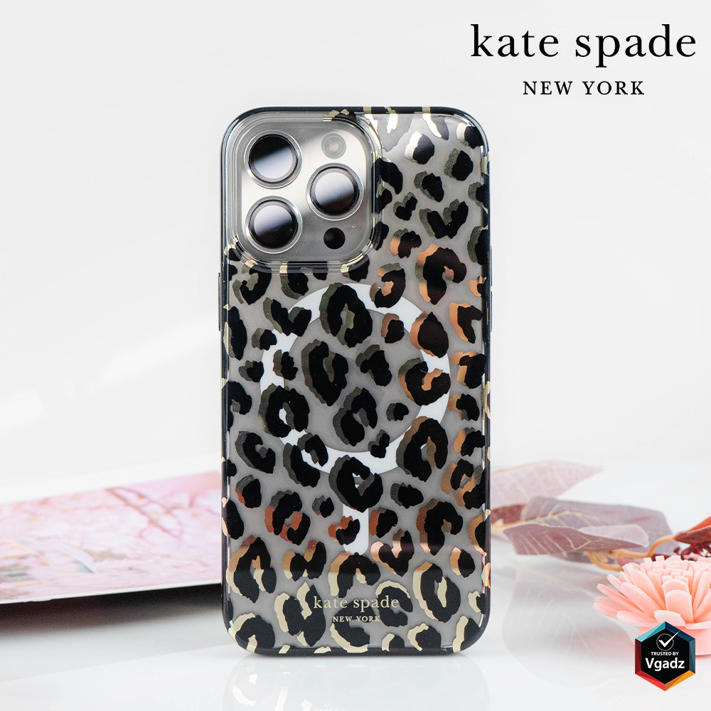 Kate Spade รุ่น Protective Case with MagSafe - เคส iPhone 15 Pro Max - สี City Leopard Black