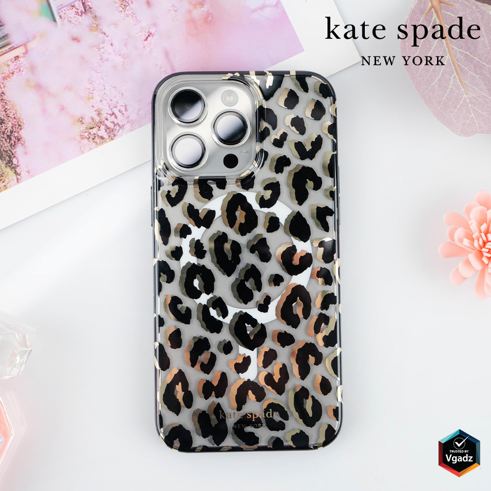 Kate Spade รุ่น Protective Case with MagSafe - เคส iPhone 15 Pro Max - สี City Leopard Black