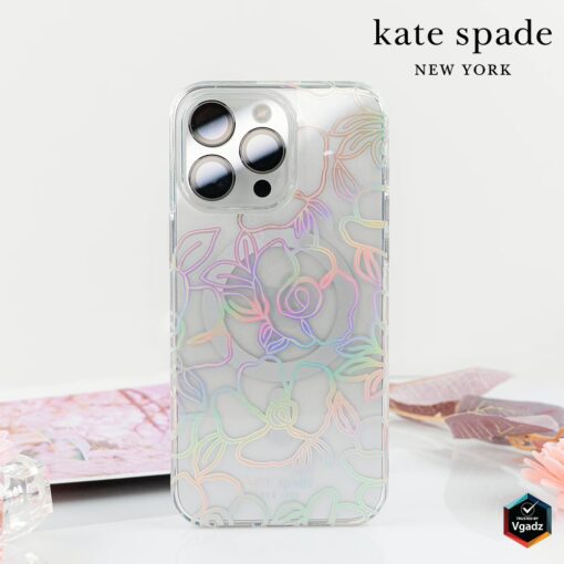 Kate Spade รุ่น Protective Case with MagSafe - เคส iPhone 15 Pro - สี Modern Floral Silver - Image 9