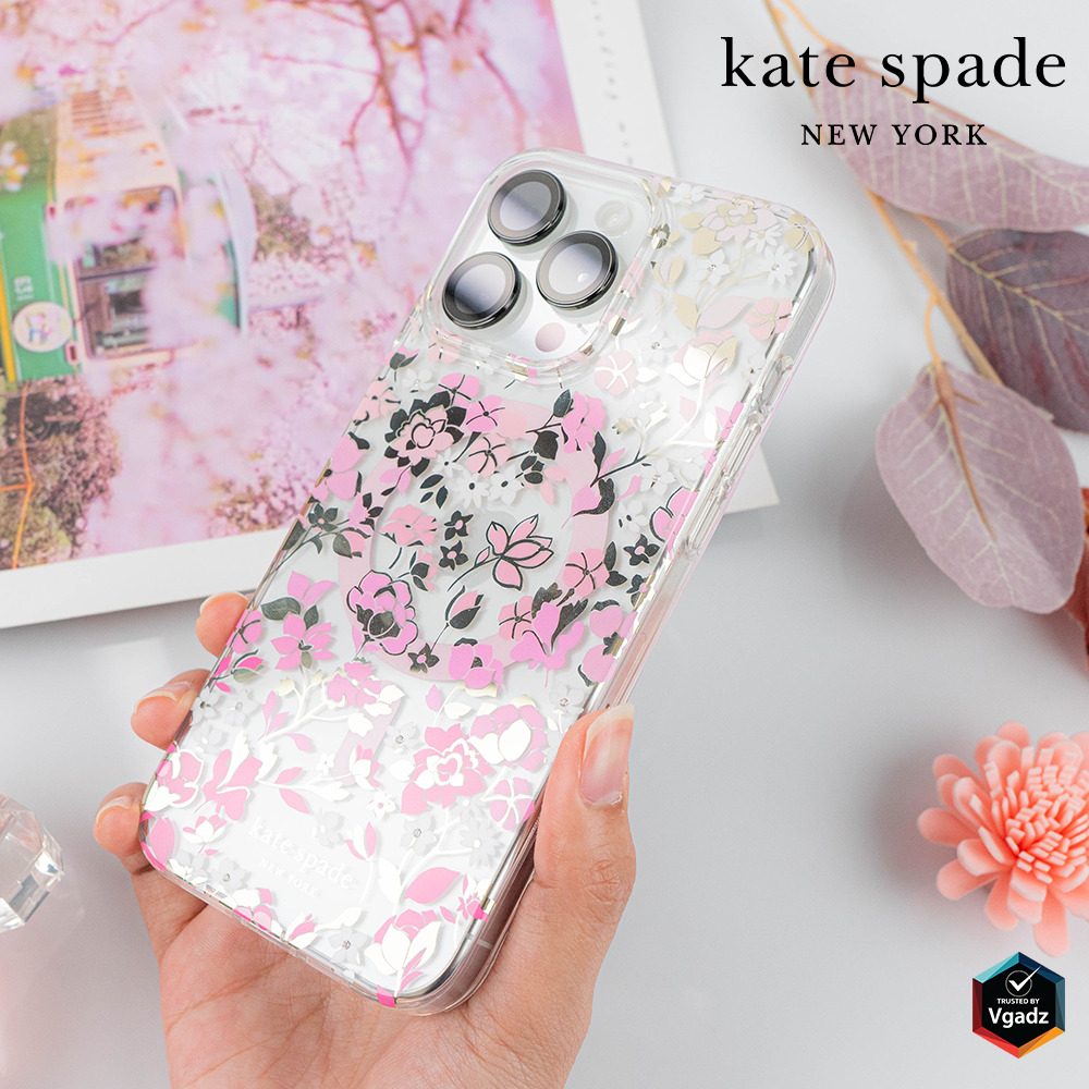 Kate Spade รุ่น Protective Case with MagSafe - เคส iPhone 15 Pro Max - สี Flowerbed Pink Ombre