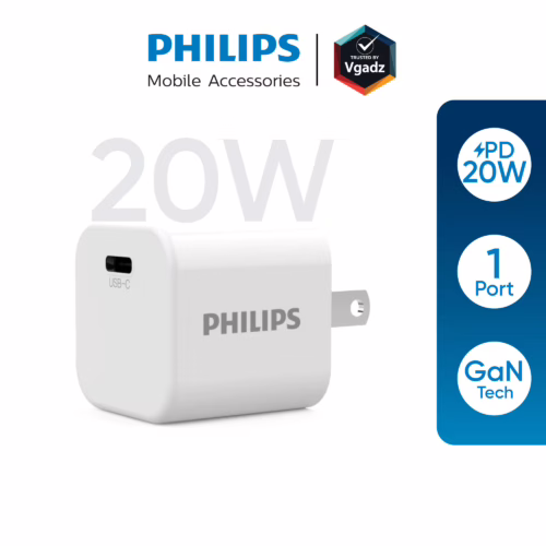 หัวชาร์จ Philips รุ่น PD20W Charger Adapter GAN - สี White