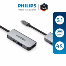 อุปกรณ์เชื่อมต่อ Philips รุ่น 3 in 1 Hub C to HDMI - สี Silver