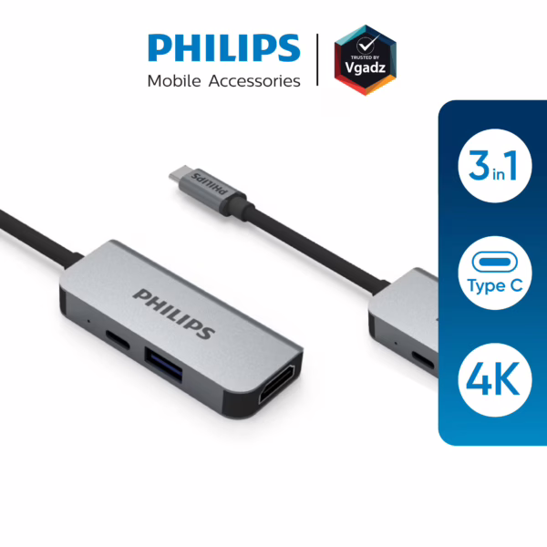 อุปกรณ์เชื่อมต่อ Philips รุ่น 3 in 1 Hub C to HDMI - สี Silver