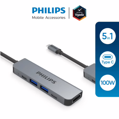 อุปกรณ์เชื่อมต่อ Philips รุ่น 5 in1 Hub C to HDMI - สี Silver