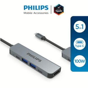 อุปกรณ์เชื่อมต่อ Philips รุ่น 5 in1 Hub C to HDMI - สี Silver