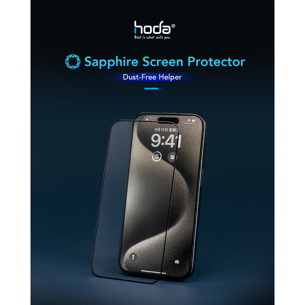 Hoda รุ่น Sapphire Screen Protector - ฟิล์มกระจก iPhone 15 Pro Max