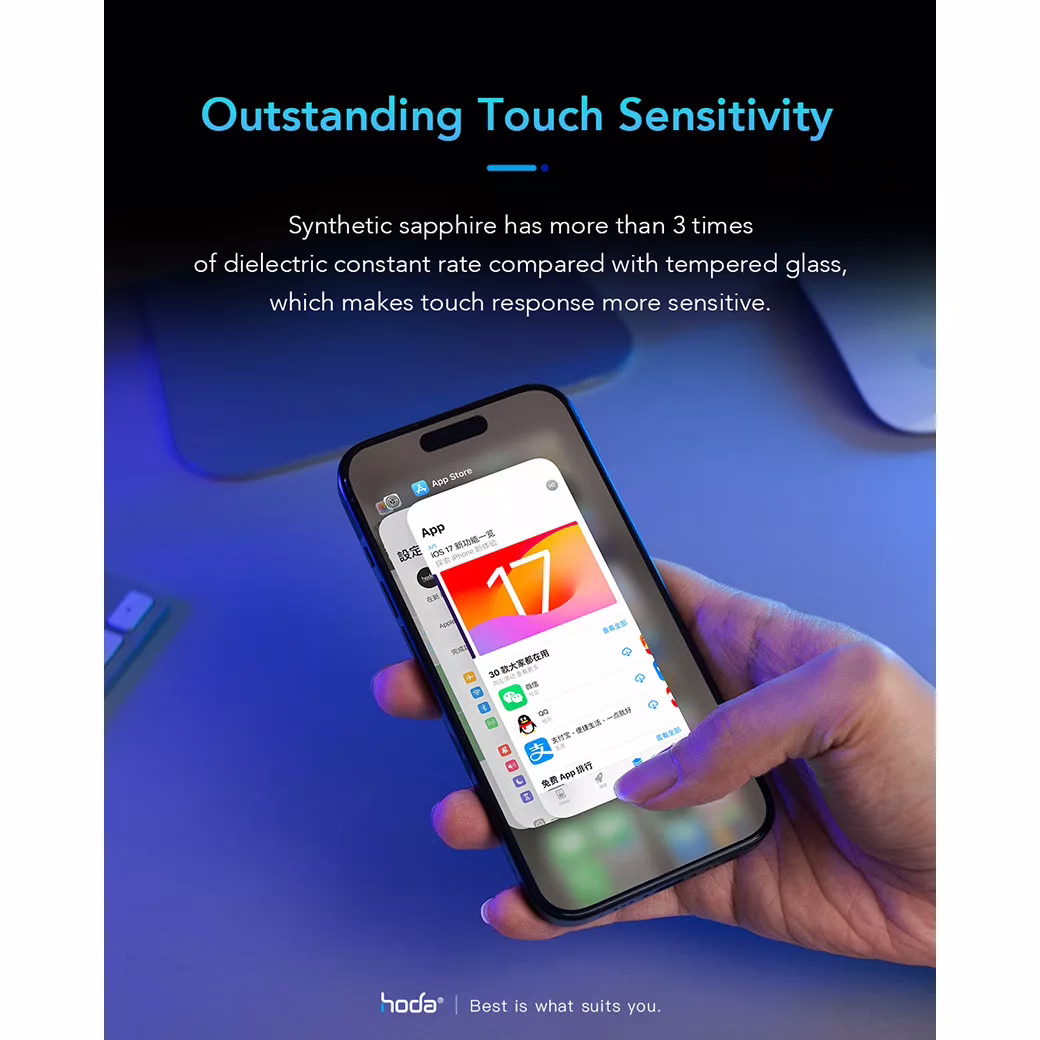 Hoda รุ่น Sapphire Screen Protector - ฟิล์มกระจก iPhone 15 Pro