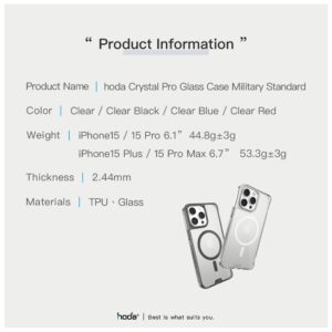 Hoda รุ่น Crystal Pro with MagSafe - เคส iPhone 15 Pro - สี Clear