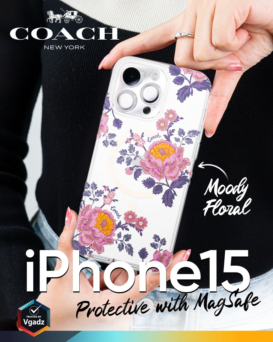 Coach รุ่น Protective with MagSafe - เคส iPhone 15 Pro Max - ลาย Moody Floral 11 Coach รุ่น Protective with MagSafe - เคส iPhone 15 Pro Max - ลาย Moody Floral