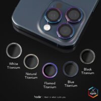 Hoda รุ่น Sapphire Lens Protector ขอบ Titanium - กระจกเลนส์กล้อง iPhone 15 / 15 Plus