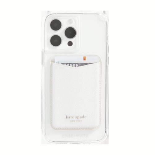 Kate Spade New York รุ่น Magnetic Card Holder - ที่เก็บบัตรติดหลังมือถือ - ลาย White Glitter - Image 8