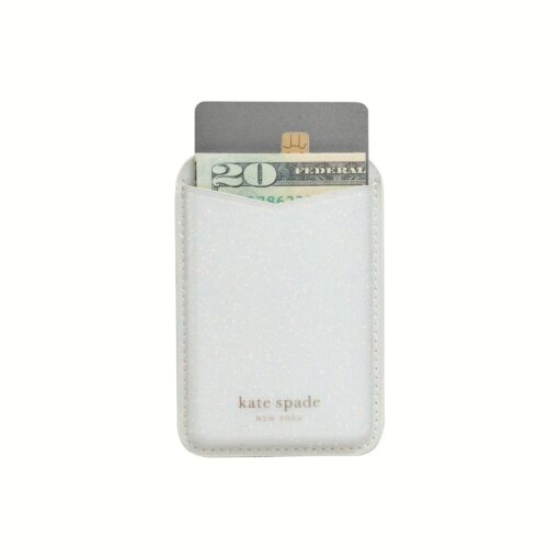 Kate Spade New York รุ่น Magnetic Card Holder - ที่เก็บบัตรติดหลังมือถือ - ลาย White Glitter