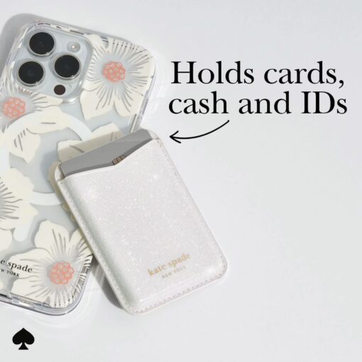 Kate Spade New York รุ่น Magnetic Card Holder - ที่เก็บบัตรติดหลังมือถือ - ลาย White Glitter - Image 2