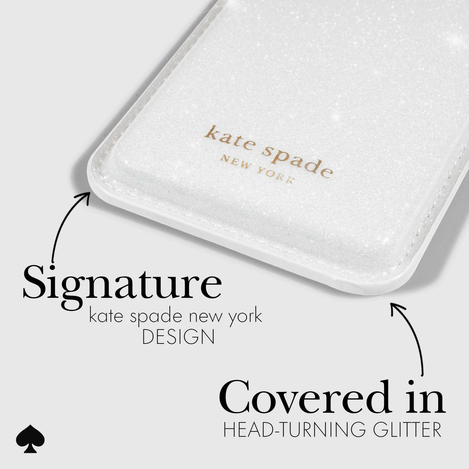 Kate Spade New York รุ่น Magnetic Card Holder - ที่เก็บบัตรติดหลังมือถือ - ลาย White Glitter