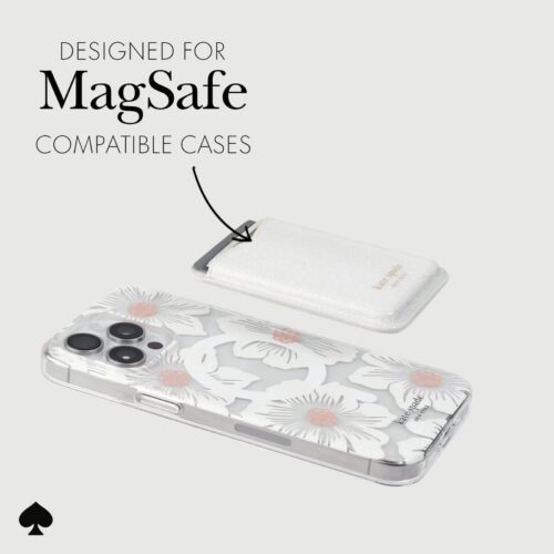 Kate Spade New York รุ่น Magnetic Card Holder - ที่เก็บบัตรติดหลังมือถือ - ลาย White Glitter - Image 5