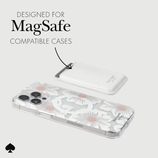 Kate Spade New York รุ่น Magnetic Card Holder - ที่เก็บบัตรติดหลังมือถือ - ลาย White Glitter - Image 5