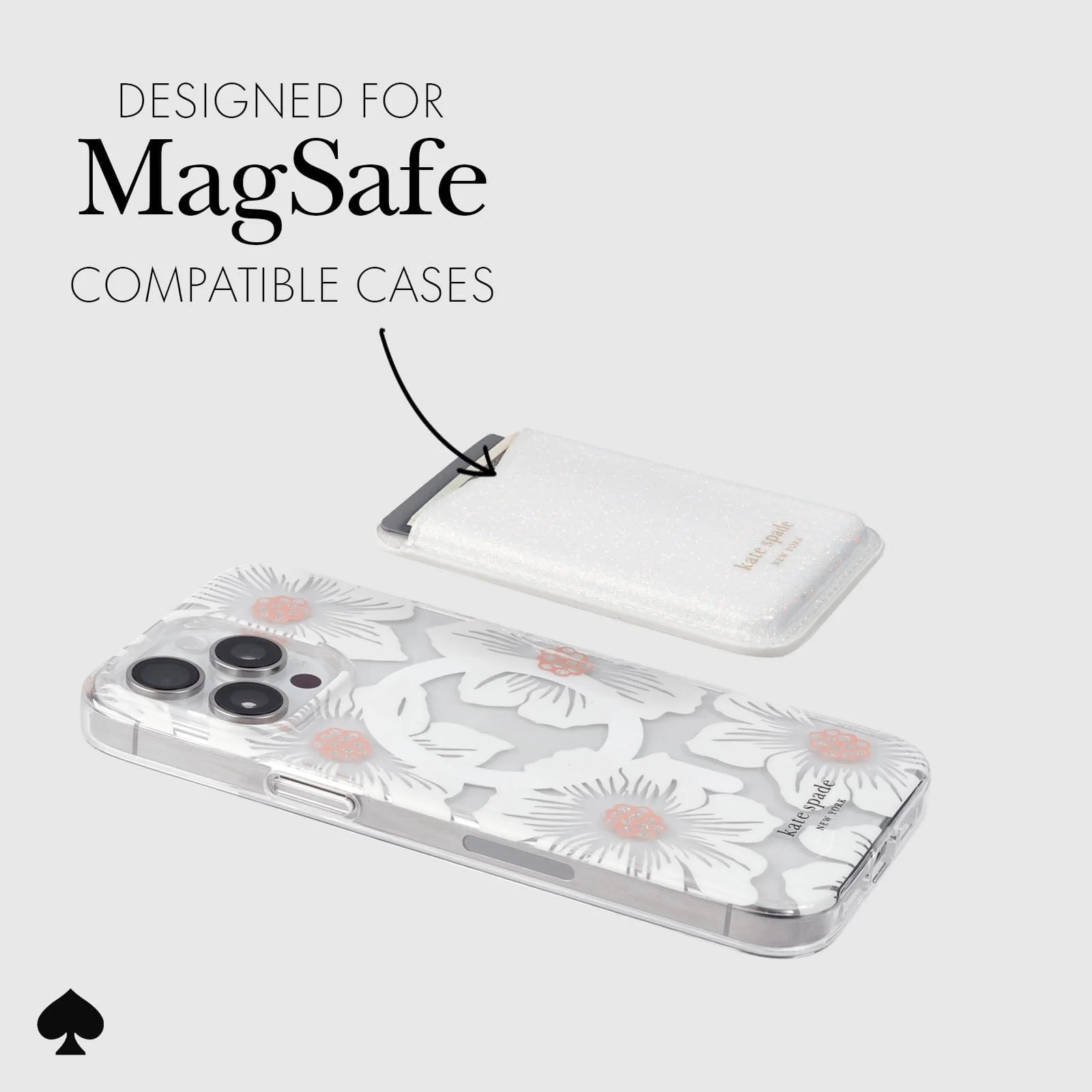 Kate Spade New York รุ่น Magnetic Card Holder - ที่เก็บบัตรติดหลังมือถือ - ลาย White Glitter 5 Kate Spade New York รุ่น Magnetic Card Holder - ที่เก็บบัตรติดหลังมือถือ - ลาย White Glitter