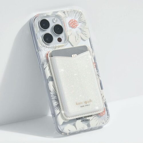 Kate Spade New York รุ่น Magnetic Card Holder - ที่เก็บบัตรติดหลังมือถือ - ลาย White Glitter - Image 6