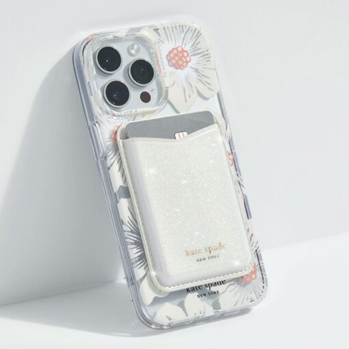Kate Spade New York รุ่น Magnetic Card Holder - ที่เก็บบัตรติดหลังมือถือ - ลาย White Glitter - Image 6